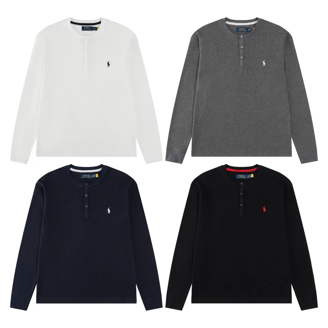 P196 #R79 Ralph Lauren/Ralph Lauren four-color waffle Henry collar open-button sweatshirt. Exclusive Henry collar waffle series open-chest sweatshirt. Exclusively customized original grade waffle fabric, 100% cotton yarn imported machine-dyed weaving process, full texture. All collars, cuffs and hems are fixed-color and custom-woven threads, full of high-end quality. Can be worn alone or matched, classic hot style. Color: Navy blue, dark gray, black, white. SIZE: S M L XL Shoulder width: 51.5/53/54.5/56 Bust: 108/112/116/120 Sleeve length: 60/61/62/63 Clothes length: 66.5/68/69.5/71